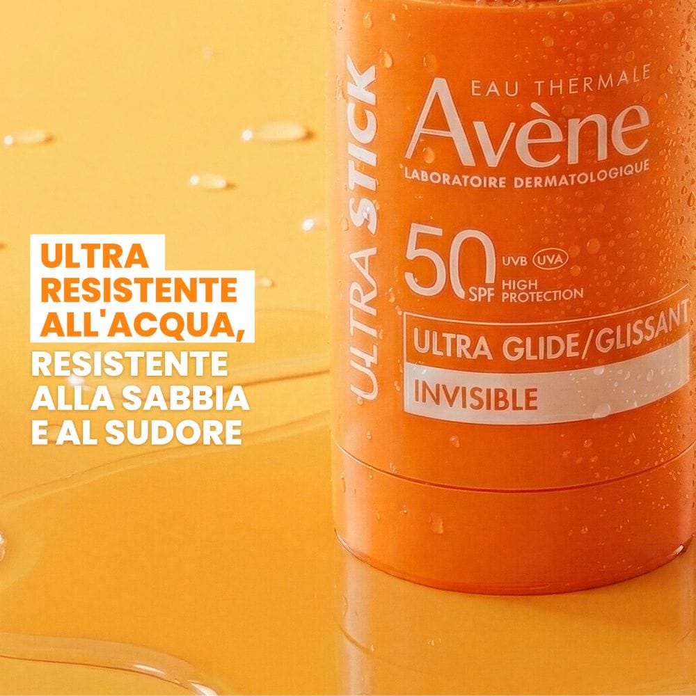 Eau Thermale Avène Ultra Stick SPF50, Alta Protezione solare, Finish invisibile Ultra Resistente, formato da viaggio, 45ml 