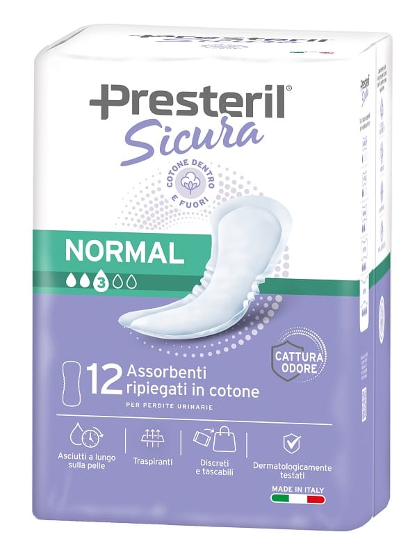 PRESTERIL SICURA ASSORBENTE INCONTINENZA NORMAL 12 PEZZI
