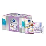 NIVEA Glow Routine Cofanetto regalo donna, Set regalo donna con Luminous630 Skin Glow Siero Viso Luminosità Immediata 30 ml, Labello Burrocacao Labbra Glowy Lips 10 ml e travel bag omaggio inclusa