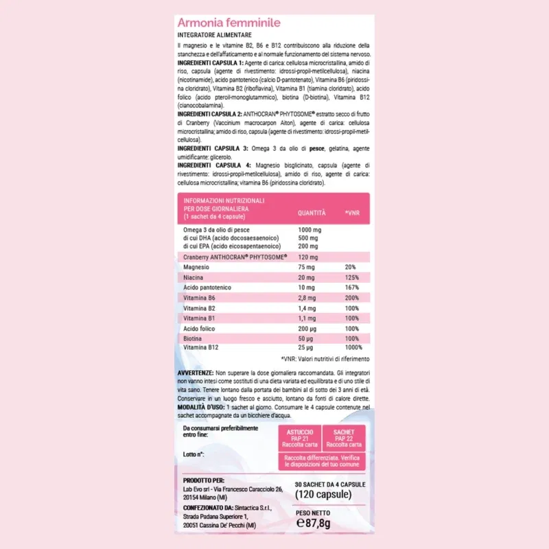 Armonia Femminile 120 CAPSULE - Benessere Completo per Ogni Giorno