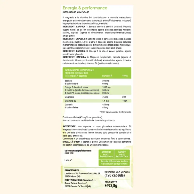 Energia e Performance – Potenzia Corpo e Prestazioni 120 CAPSULE