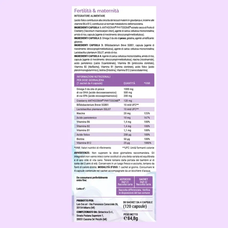 Fertilità e Maternità – Supporto Dolce per il Percorso Donna 120 CAPSULE