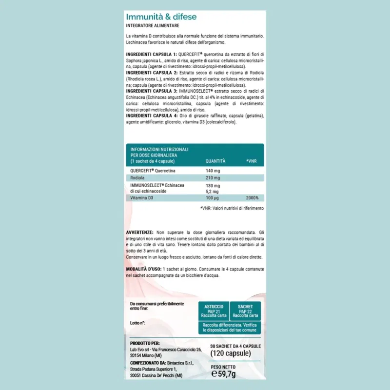Immunità e Difese – Supporto Naturale per le Tue Difese Immunitarie 120 CAPSULE