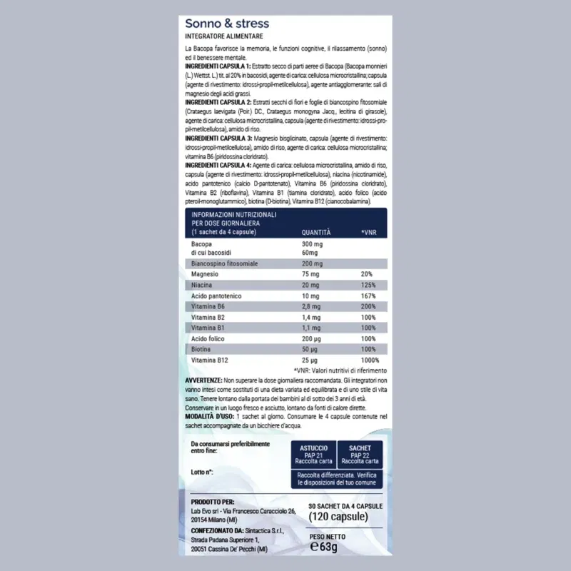Sonno e Stress – Relax Quotidiano e Riposo Naturale 120 CAPSULE