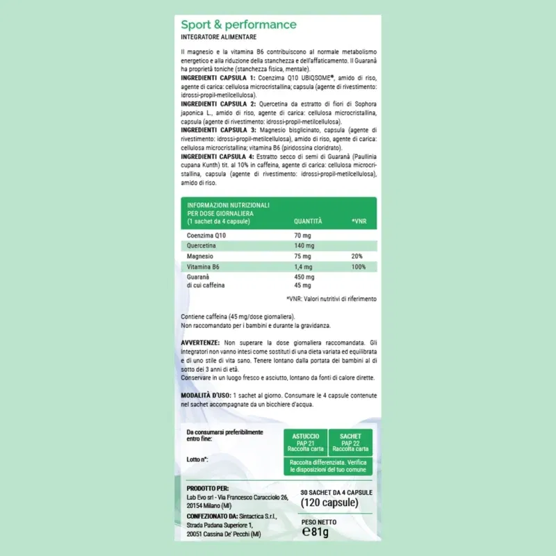 Sport e Performance – Energia, Forza e Recupero Muscolare 120 CAPSULE