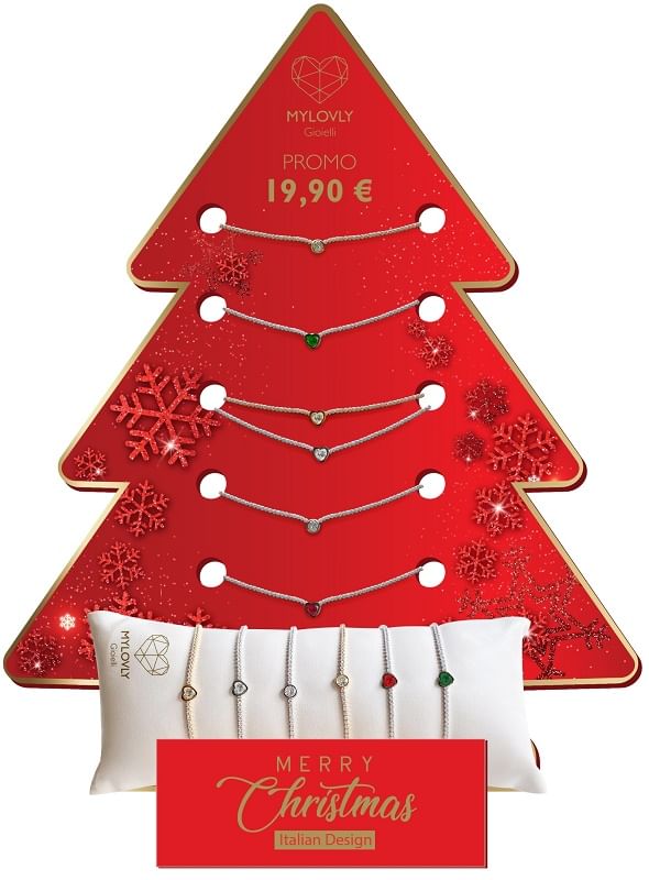 MY LOVLY GIOIELLI ZIRCONIA BRACCIALE IN ACCIAIO IPOALLERGENICO CUORE TRASPARENTE ARGENTO