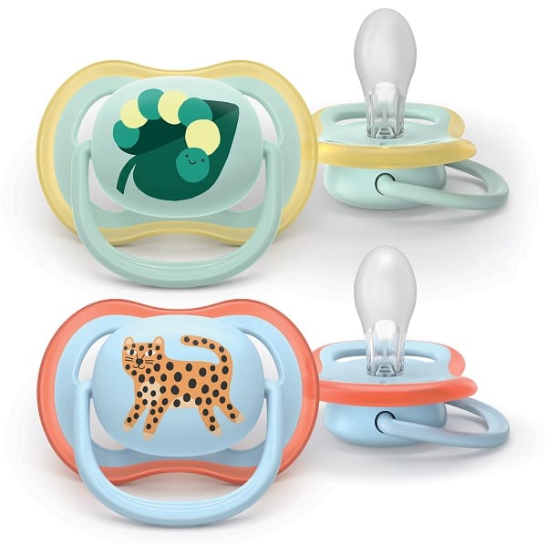 PHILIPS AVENT SUCCHIETTI AIR 0-6M VERDE CON FOGLIA AZZURRO CON LEOPARDO 2 PEZZI