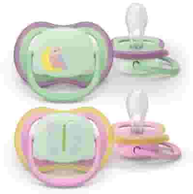 PHILIPS AVENT SUCCHIETTI AIR NOTTE 6-18M CON ANIMALI PAPPAGALLO FARFALLA 2 PEZZI