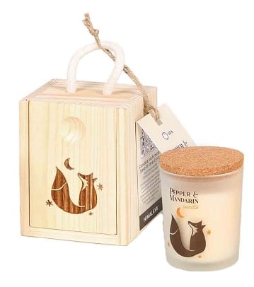 HIMALAYA CANDLE LITTLE BOX LEGNO SERENITY VOLPE PEPE & MANDARINO