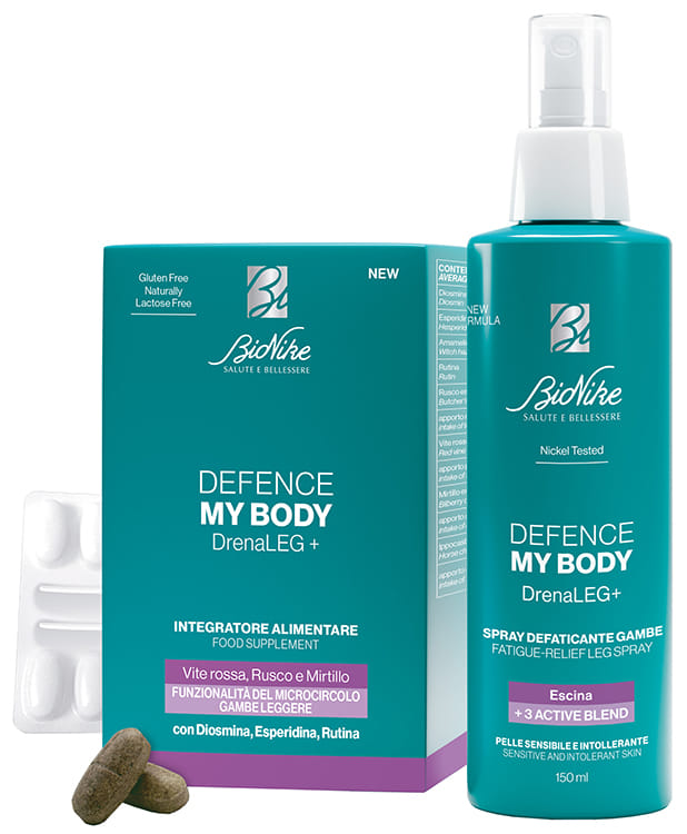 DEFENCE MY BODY DRENALEG+ KIT IN & OUT 1 DRENALEG+ 60 COMPRESSE + 1 DRENALEG+ SPRAY DEFATICANTE GAMBE 150 ML