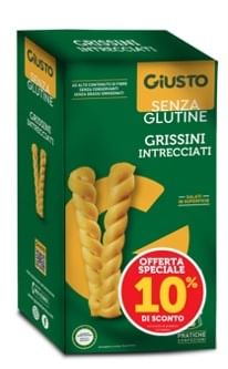 GIUSTO SENZA GLUTINE GRISSINI INTRECCIATI 2X75 G TAGLIO PREZZO -10%