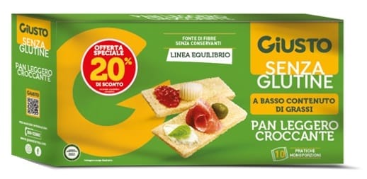 GIUSTO SENZA GLUTINE PAN LEGGERO CROCCANTE LINEA EQUILIBRIO 10X25 G TAGLIO PREZZO -20%