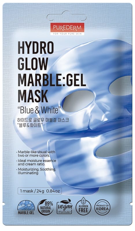 PUREDERM FOR YOUR PURE SKIN HYDRO GLOW MARBLE MASCHERA IN HYDROGEL EFFETTO MARMO BLUE & WHITE 24 G