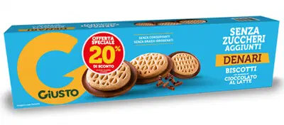 GIUSTO SENZA ZUCCHERI AGGIUNTI DENARI 120 G TAGLIO PREZZO 20% GIUSTO SENZA ZUCCHERI AGGIUNTI DENARI 120 G TAGLIO PREZZO 20%