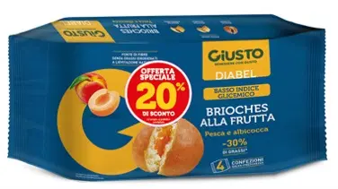 GIUSTO DIABEL BRIOCHES ALLA FRUTTA 4 PEZZI DA 45 G TAGLIO PREZZO -20% GIUSTO DIABEL BRIOCHES ALLA FRUTTA 4 PEZZI DA 45 G TAGLIO PREZZO -20%
