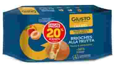 GIUSTO DIABEL BRIOCHES ALLA FRUTTA 4 PEZZI DA 45 G TAGLIO PREZZO -20% GIUSTO DIABEL BRIOCHES ALLA FRUTTA 4 PEZZI DA 45 G TAGLIO PREZZO -20%
