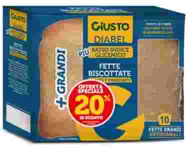 GIUSTO DIABEL FETTE BISCOTTATE 2 PEZZI DA 75 G TAGLIO PREZZO -20%