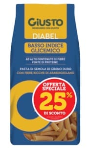 GIUSTO DIABEL SEDANINI RIGATI 400 G TAGLIO PREZZO -25%