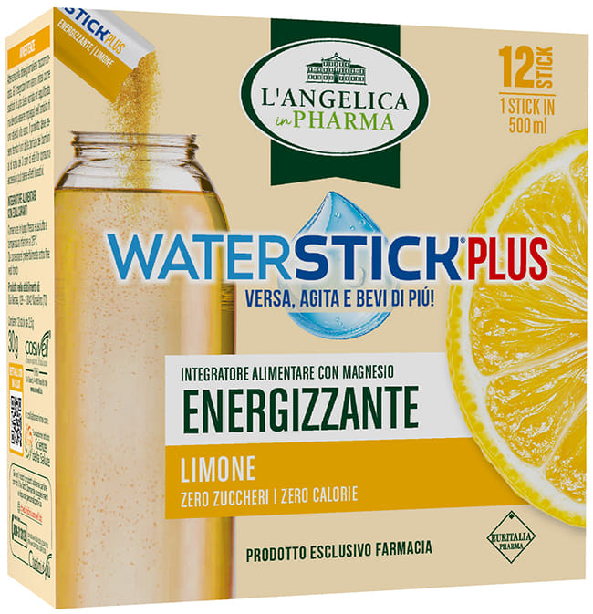 L'ANGELICA WATERSTICK PLUS ENERGIZZANTE TE AL LIMONE 12 STICK ZERO ZUCCHERI SENZA GLUTINE NATURALMENTE PRIVO DI LATTOSIO