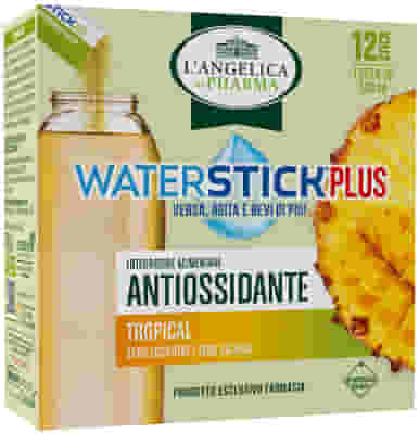 L'ANGELICA WATERSTICK PLUS ANTIOSSIDANTE TROPICAL ANANAS & MANGO 12 STICK ZERO ZUCCHERI SENZA GLUTINE NATURALMENTE PRIVO DI LATTOSIO