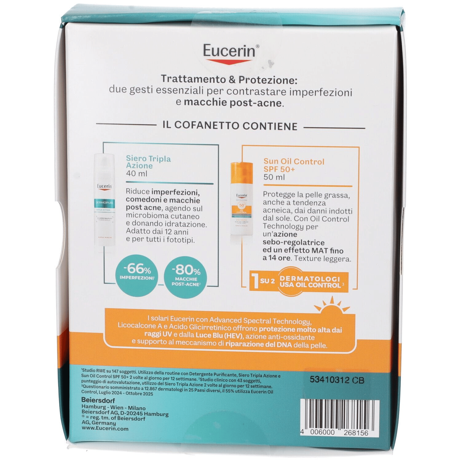 EUCERIN SUN DERMOPURE ROUTINE PACK Q1 2026 1 DERMOPURE CLINICAL SIERO TRIPLA AZIONE 40 ML + 1 SUN OIL CONTROL SPF 50+ 50 ML