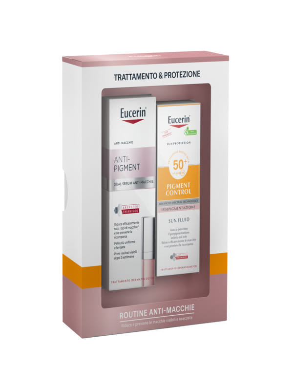 EUCERIN SUN ANTI PIGMENT ROUTINE PACK Q1 2026 1 ANTI PIGMENT DUAL SERUM ANTI MACCHIE 30 ML + 1 SUN FLUID PIGMENT CONTROL SPF 50+ 50 ML