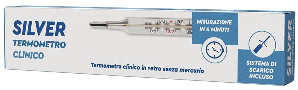 TERMOMETRO CLINICO SILVER IN VETRO SENZA MERCURIO