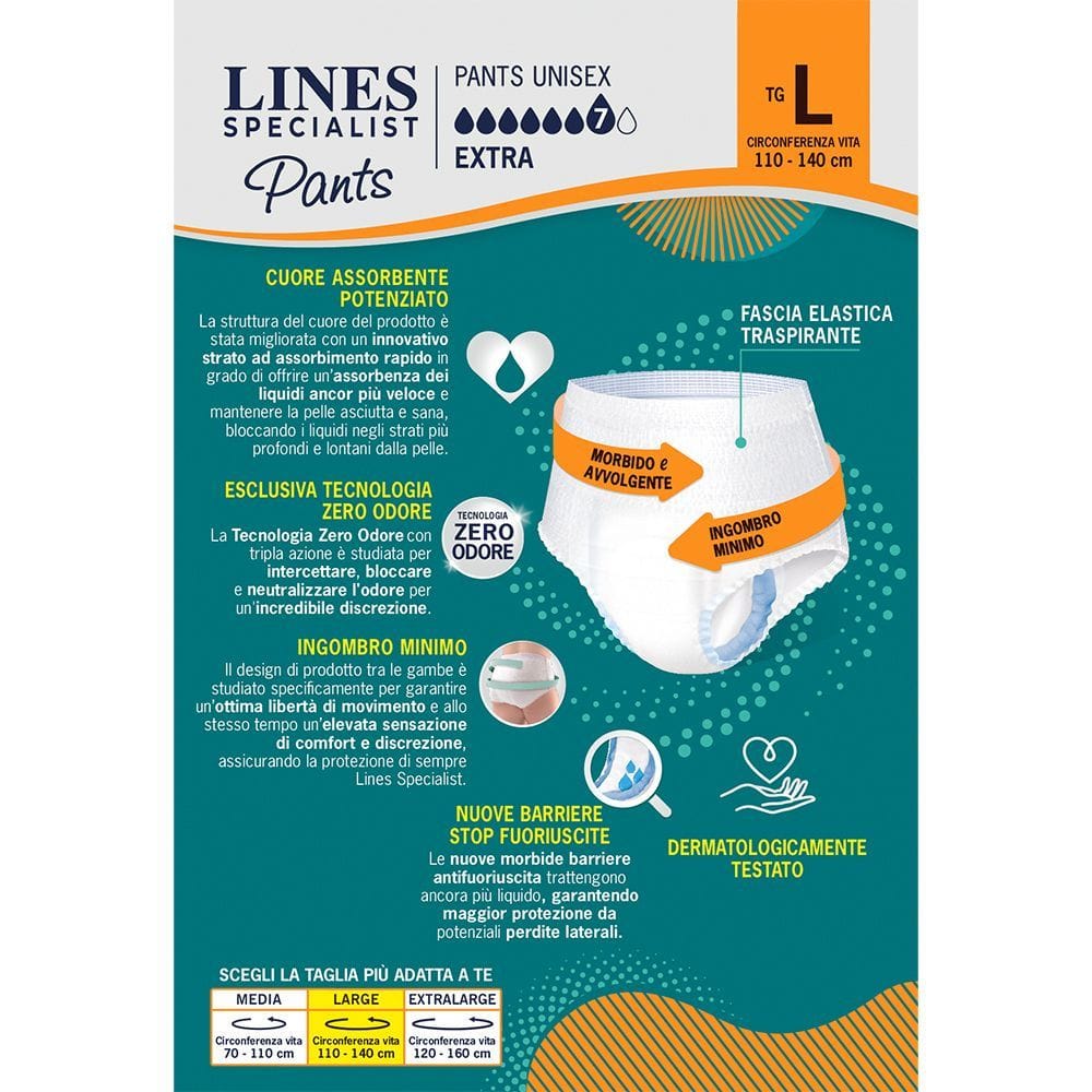 PANNOLONE PER INCONTINENZA LINES SPECIALIST PANTS EXTRA UNISEX L 7 PEZZI