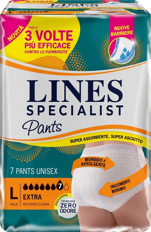 PANNOLONE PER INCONTINENZA LINES SPECIALIST PANTS EXTRA UNISEX L 7 PEZZI