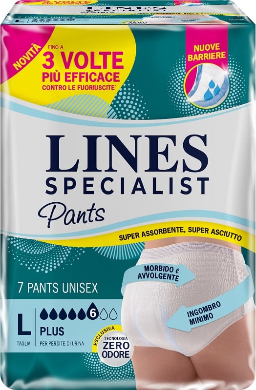 PANNOLONE PER INCONTINENZA LINES SPECIALIST PANTS PLUS UNISEX L 7 PEZZI