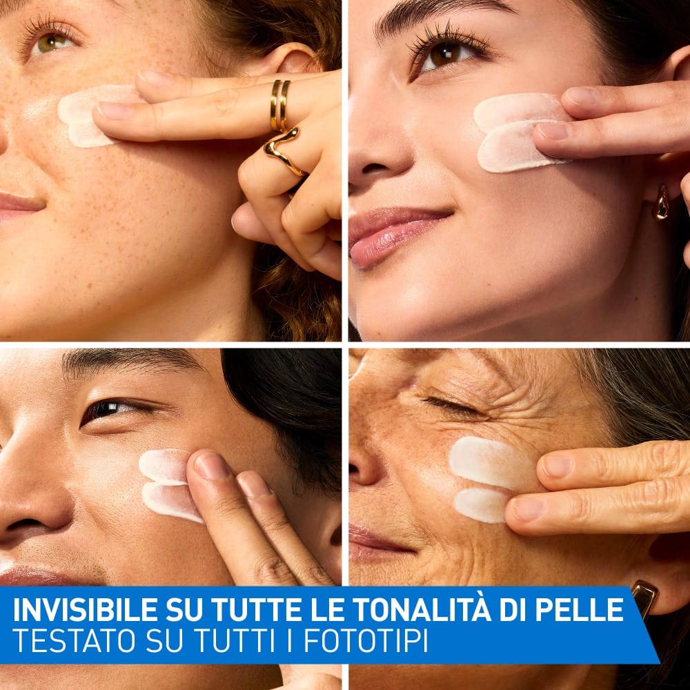 CeraVe Fluido Protezione Solare Idratante Invisibile SPF50, protezione alta, texture leggera invisibile sulla pelle, per pelle da normale a secca, 50ml