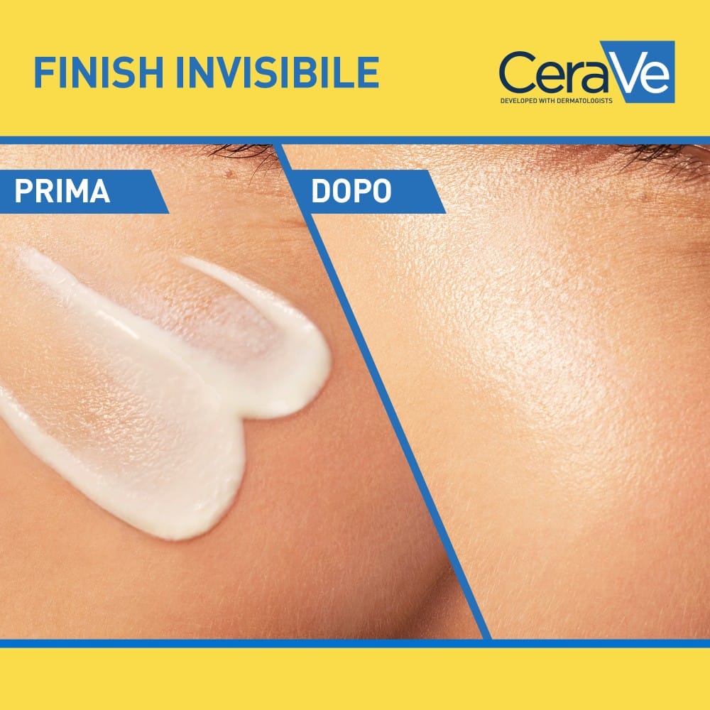 CeraVe Fluido Protezione Solare Idratante Invisibile SPF50, protezione alta, texture leggera invisibile sulla pelle, per pelle da normale a secca, 50ml
