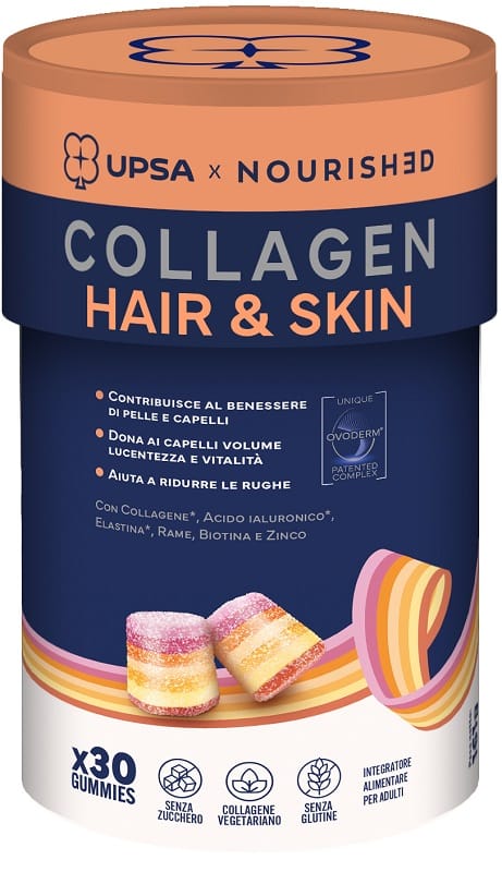 UPSA X NOURISHED COLLAGEN HAIR & SKIN 30 GUMMIES SENZA GLUTINE