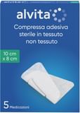 GARZA COMPRESSA ADESIVA ALVITA TNT 10X8CM 5 PEZZI