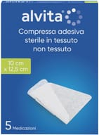 GARZA COMPRESSA ADESIVA ALVITA TNT 10X12,5CM 5 PEZZI