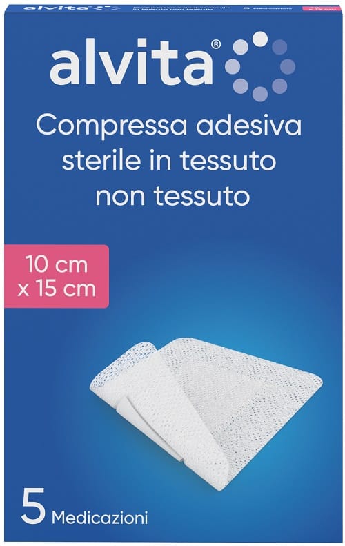 Garza Compressa Adesiva Alvita Tnt 10 X15 Cm 5 Pezzi