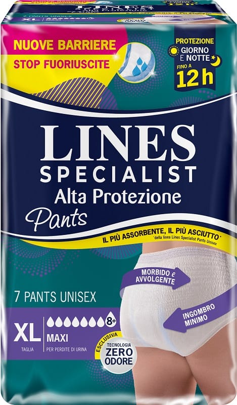 PANNOLONE LINES SPECIALIST PANTS UNISEX MAXI ALTA PROTEZIONE EXTRALARGE 7 PEZZI