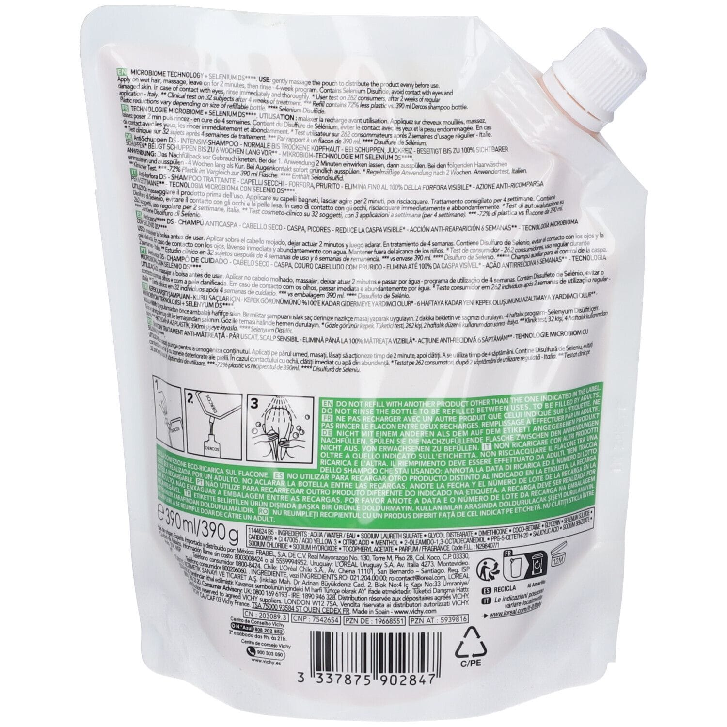 DERCOS TECHNIQUE SHAMPOO ANTI FORFORA DS SECCHI REFILL 390 ML