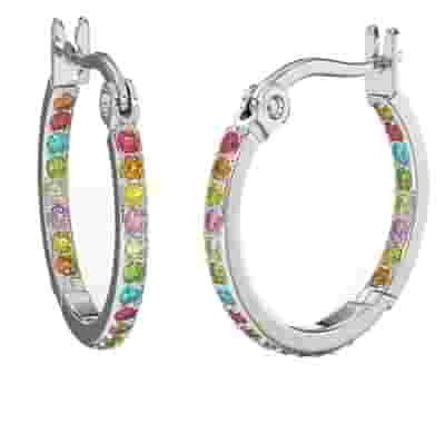 BJT407 ORECCHINI HOOP/CRISTALLI MULTICOLOR 20MM STAINLESS STEEL