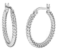 BJT408 ORECCHINI HOOP/CRISTALLI BIANCHI 25MM STAINLESS STEEL