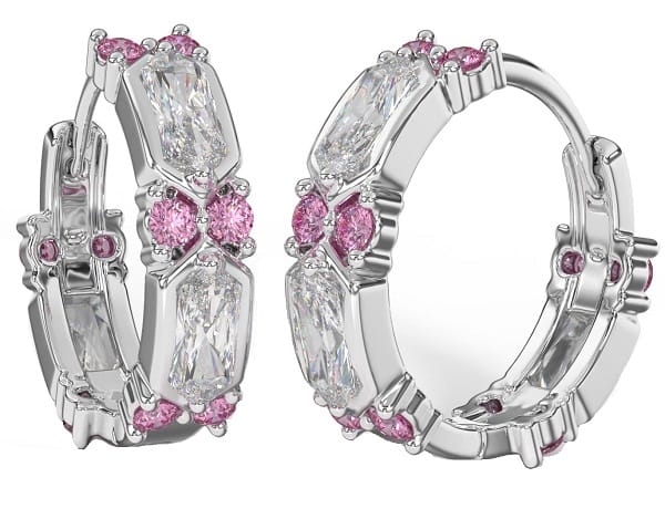 BJT413 ORECCHINI RING/CRISTALLI BIANCHI 19MM STAINLESS STEEL