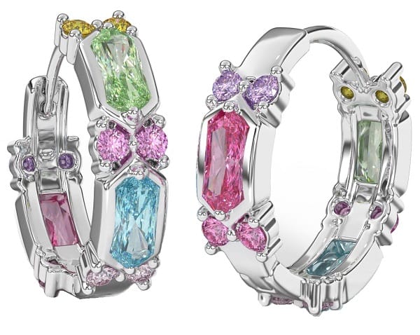 BJT414 ORECCHINI RING/CRISTALLI MULTICOLOR 19MM STAINLESS STEEL