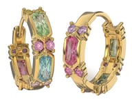 BJT415 ORECCHINI RING/CRISTALLI MULTICOLOR 19MM GOLD PLATED