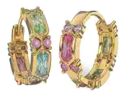 BJT415 ORECCHINI RING/CRISTALLI MULTICOLOR 19MM GOLD PLATED