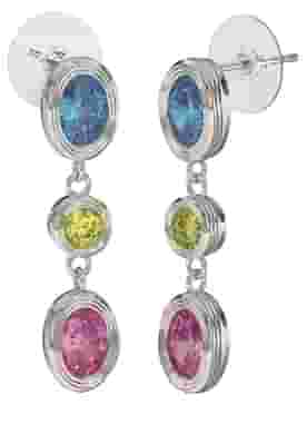 BJT416 ORECCHINI DROPS/CRISTALLI MULTICOLOR 30MM STAINLESS STEEL