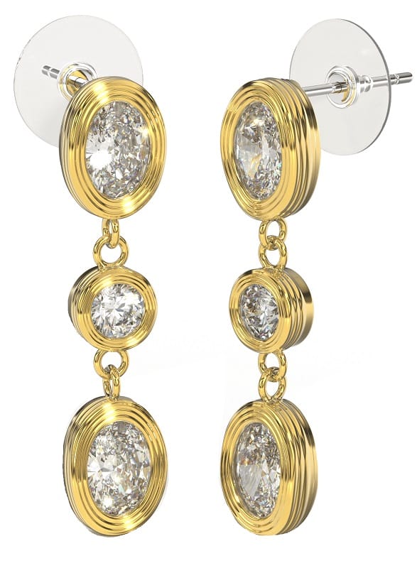 Bjt417 Orecchini Drops/Cristalli Bianchi 30 Mm Gold Plated