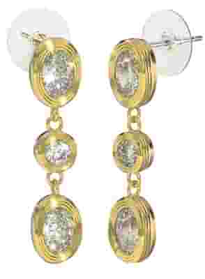 BJT417 ORECCHINI DROPS/CRISTALLI BIANCHI 30MM GOLD PLATED