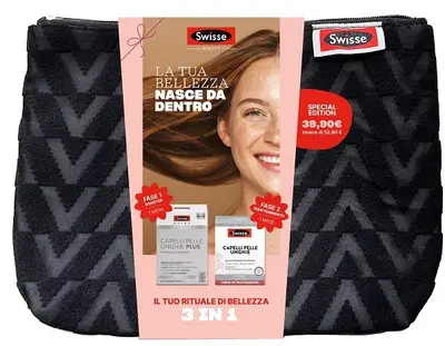 SWISSE BEAUTY POCHETTE 1 CAPELLI PELLE UNGHIE PLUS 60 CAPSULE MOLLI + 1 CAPELLI PELLE UNGHIE 30 COMPRESSE SWISSE BEAUTY POCHETTE 1 CAPELLI PELLE UNGHIE PLUS 60 CAPSULE MOLLI + 1 CAPELLI PELLE UNGHIE 30 COMPRESSE
