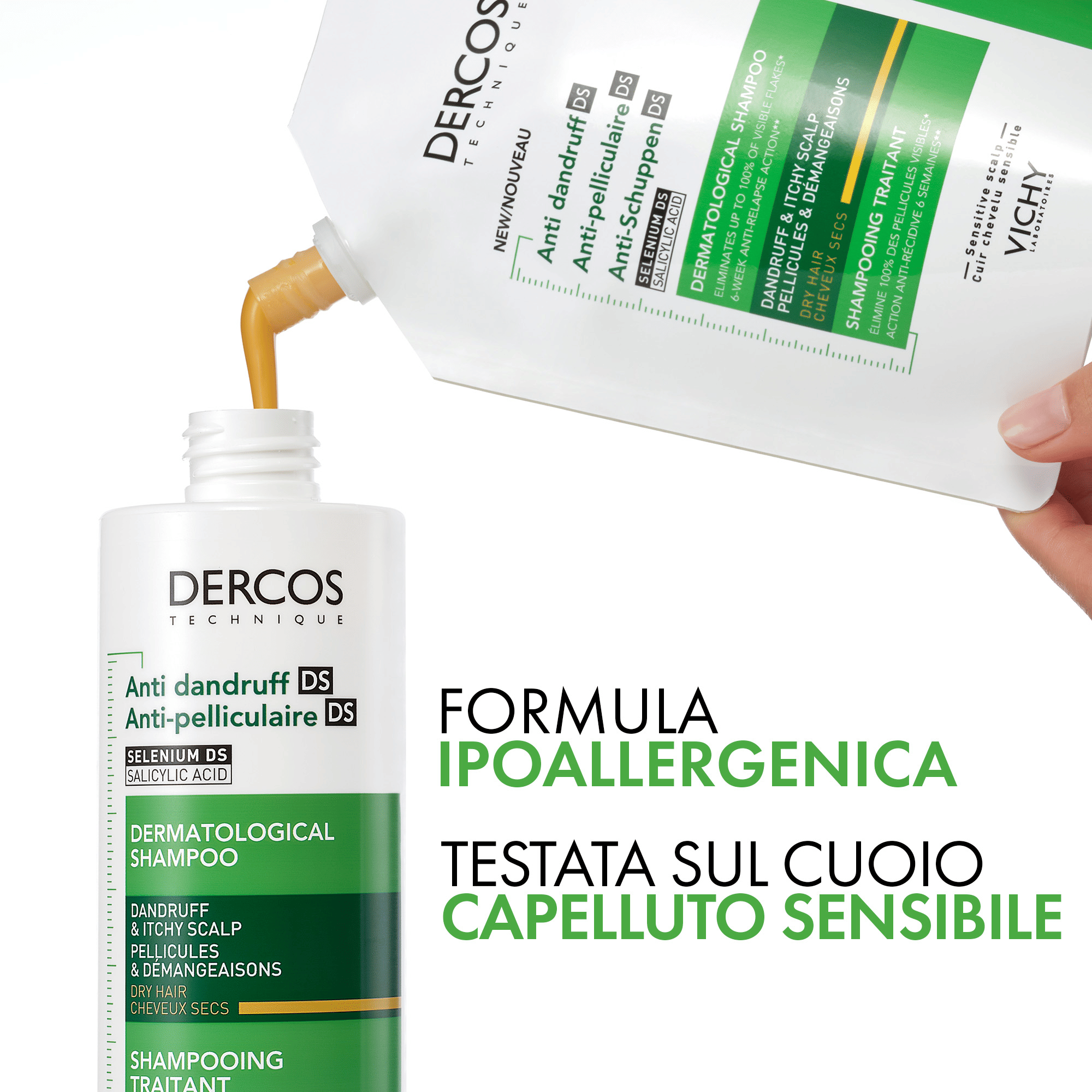 DERCOS TECHNIQUE SHAMPOO ANTIFORFORA DS GRASSI REFILL 390 ML