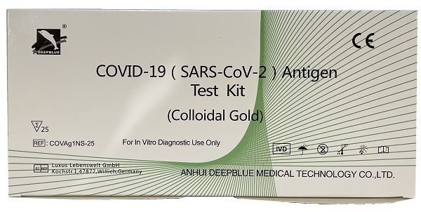 TEST ANTIGENICO RAPIDO COVID-19 DEEPBLUE DETERMINAZIONE QUALITATIVA ANTIGENI SARS-COV-2 IN TAMPONI NASOFARINGEI/OROFARINGEI MEDIANTE IMMUNOCROMATOGRAFIA 25 PEZZI USO PROFESSIONALE